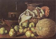 Melendez, Luis Eugenio Still-Life with Melon and Pears Sweden oil painting reproduction